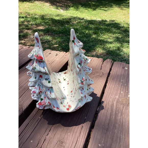Vintage Ceramic Christmas Tree Napkin Holder Speckled‎ Holiday Decor - Picture 2 of 7